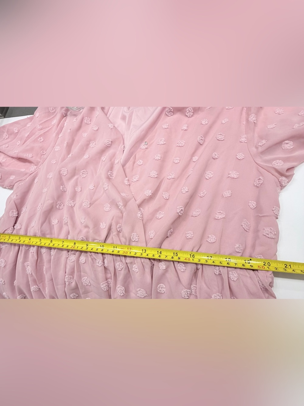 Chic Soul Pink Swiss Dot Surplice Midi Dress 3X Boho - Picture 10 of 10